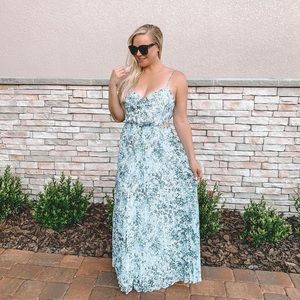 Blue and White Floral Maxi Dress